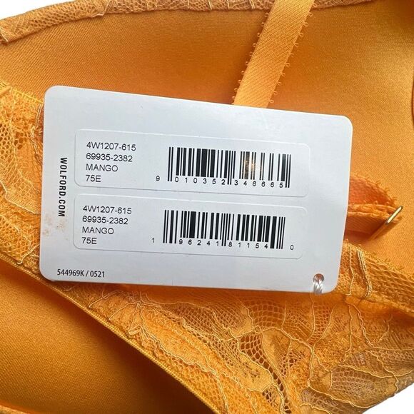NWT Wolford Magnolia Lace Push-Up Demi Bra Mango Yellow 75E / 34E - Picture 9 of 11